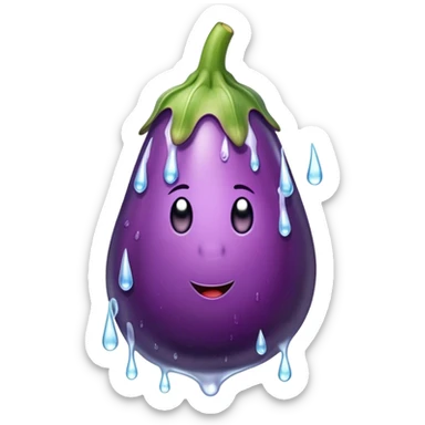 Eggplant with icicles dripping down it sticker