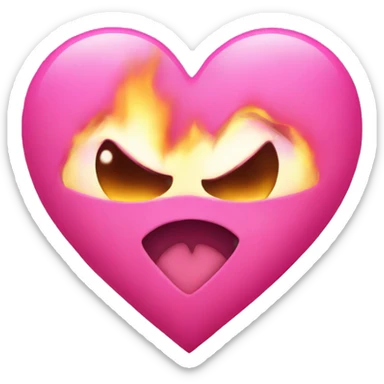 Pink heart with pink fire sticker