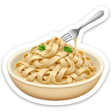 white creamy saucy fettuccine with a fork   sticker