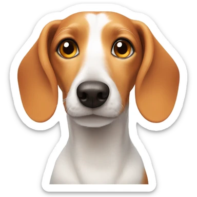 White dachshund with orange fur around her eyes and ears like a beagle  sticker