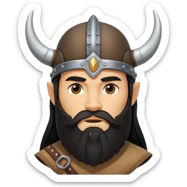 bearded Vikings with black long hair with out crown sticker