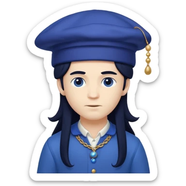 pale blueberry prince with long black hair blueberry hat and clothes sticker