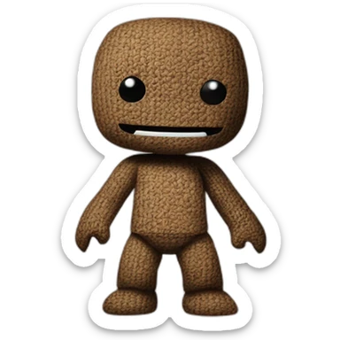 sackboy looking cross and arms folderd sticker