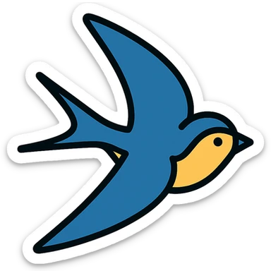 minimal and elegant swift bird in flight, icon style, white background sticker