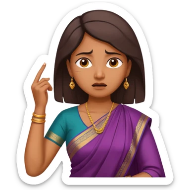 generate an indian female teacher calling. looking mad. Dressed in a saree sticker