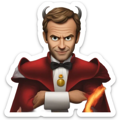 macron devil sticker
