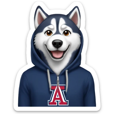 husky wearing university of arizona hoodie  sticker
