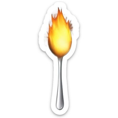 Spoon being heated by flame  sticker