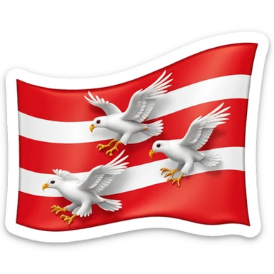 drapeau de Lorraine montrant les trois oiseaux blancs dans la bande rouge diagonale sticker