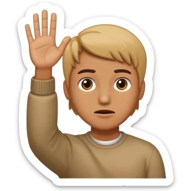 holding up a hand confused to stop sticker