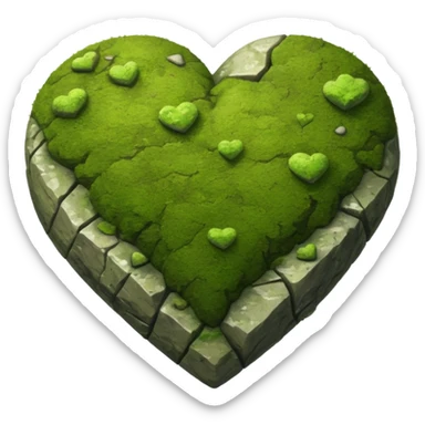 Rock with a little bit of moss in the shape of a heart sticker