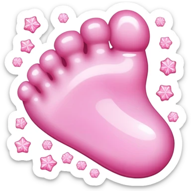 Cute cartoon foot with sugar crystals, candy sprinkles, and a sweet appearance sticker