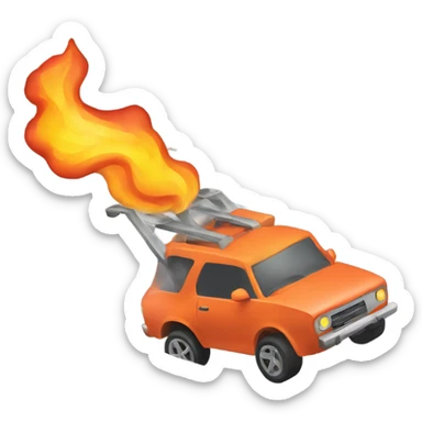 car on fire jumping off a ramp sticker