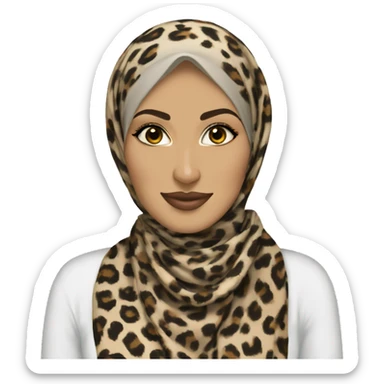Pretty hijabi in leopard print hijab  sticker