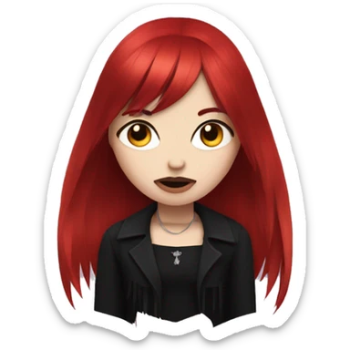 goth woman with red hair and v shaped fringe sticker