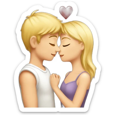 A blond boy who kisses a pretty blonde girl with a heart above their heads  sticker