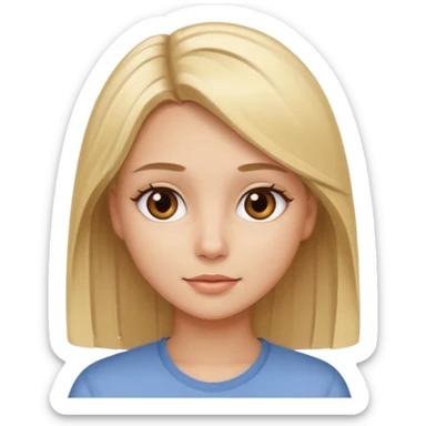 a pretty blonde girl with straight hair and brown eyes sticker