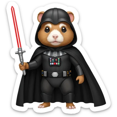 guinea pig as Darth Vader, full body, black suit and cape, bold graphic emoji style sticker