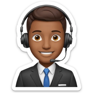 a sales agent with headphones sticker