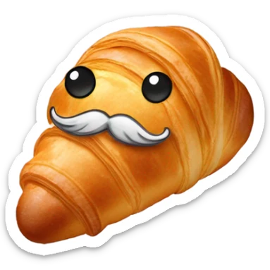Croissant wearing shoes with a mustache  sticker