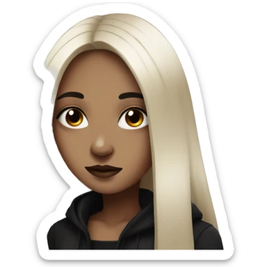 Brown goth girl with long black hair portrait  sticker