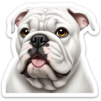 English bulldog white, speckled ears sticker