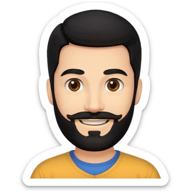 Ehren McGhehey with black hair and beard sticker