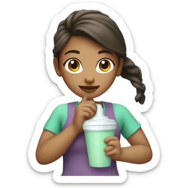 Protein shake girl drink mint clothes sticker
