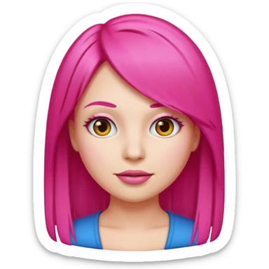 Emoji woman with hot pink straight hair sticker