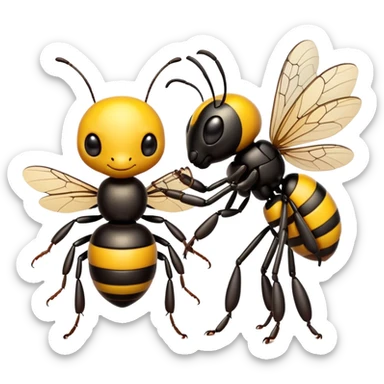 Ant holding hands with bumblebee sticker