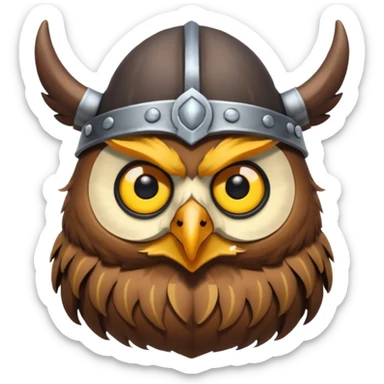 a cartoon Viking owl with horned cap sticker