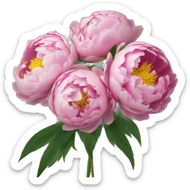 Peonies buket of flowers inside a newspaper sticker