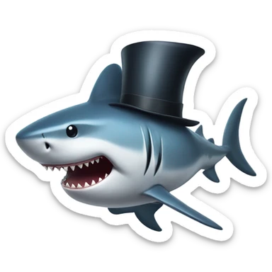 Shark with a top hat sticker