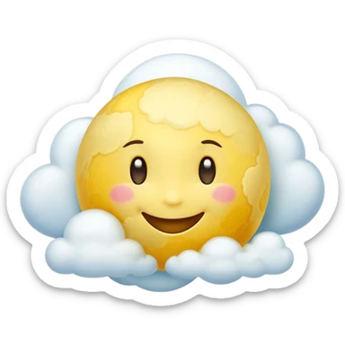 Venus planet with cloudy yellow surface and a cute happy smiling face sticker