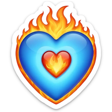 blue heart is fire emoji  sticker