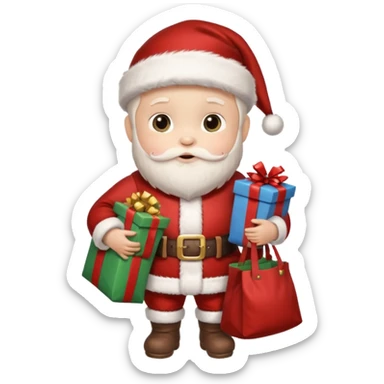 baby Santa Claus is carrying a bag of presents  sticker