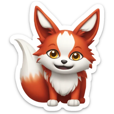 red and white kitsune, amazed sticker