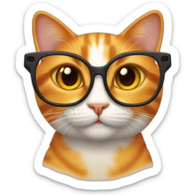Cat orange smile glasses sticker
