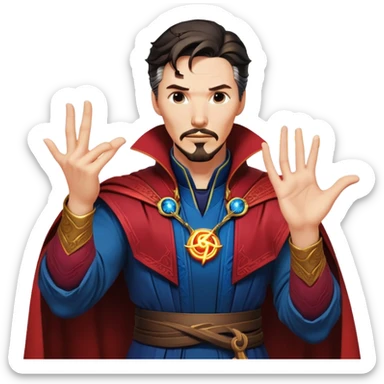 Doctor Strange with magical hand gestures casting spell sticker