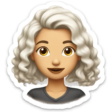 Chica de cabello ondulado color café, color de piel blanca durmiendo  sticker