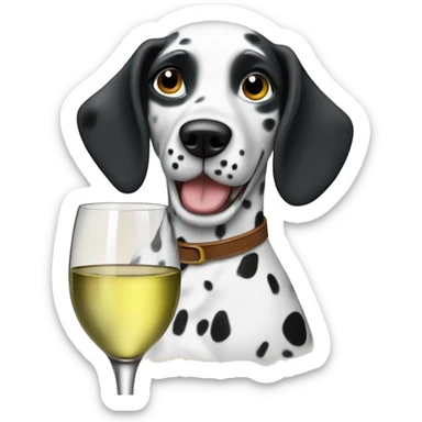 Dalmatian dog drinking white wine sticker
