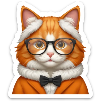 Orange cat wearing nerdy square glasses. sticker