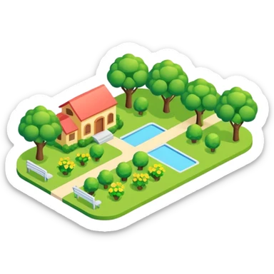 Green vacation park isometric exterior sticker