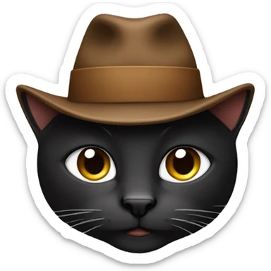blak cat face with a brown hat sticker