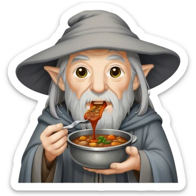 Gandalf eating stew hotchpotch sticker