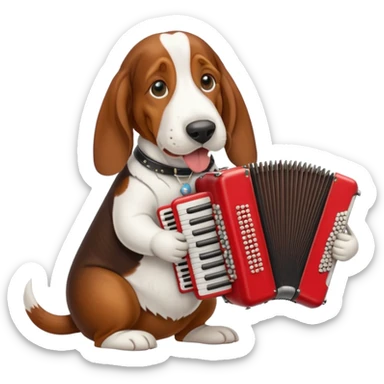bassethound with accordeon sticker