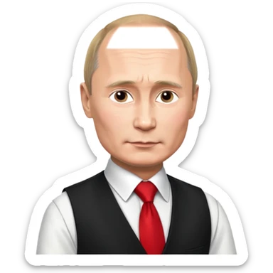 putin in vest with tie sticker