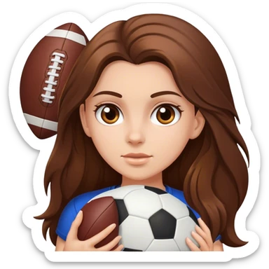White Girl with long brown hair and brown eyes football sticker