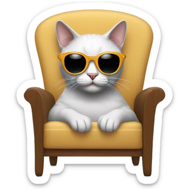 cat wearing a sunglass and sit on a chair sticker