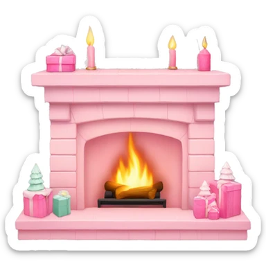 Pastel pink Christmas fire place  sticker